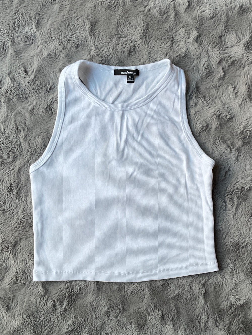 Ambiance White Ribbed Crop Tank - Women's Sleeveless Top